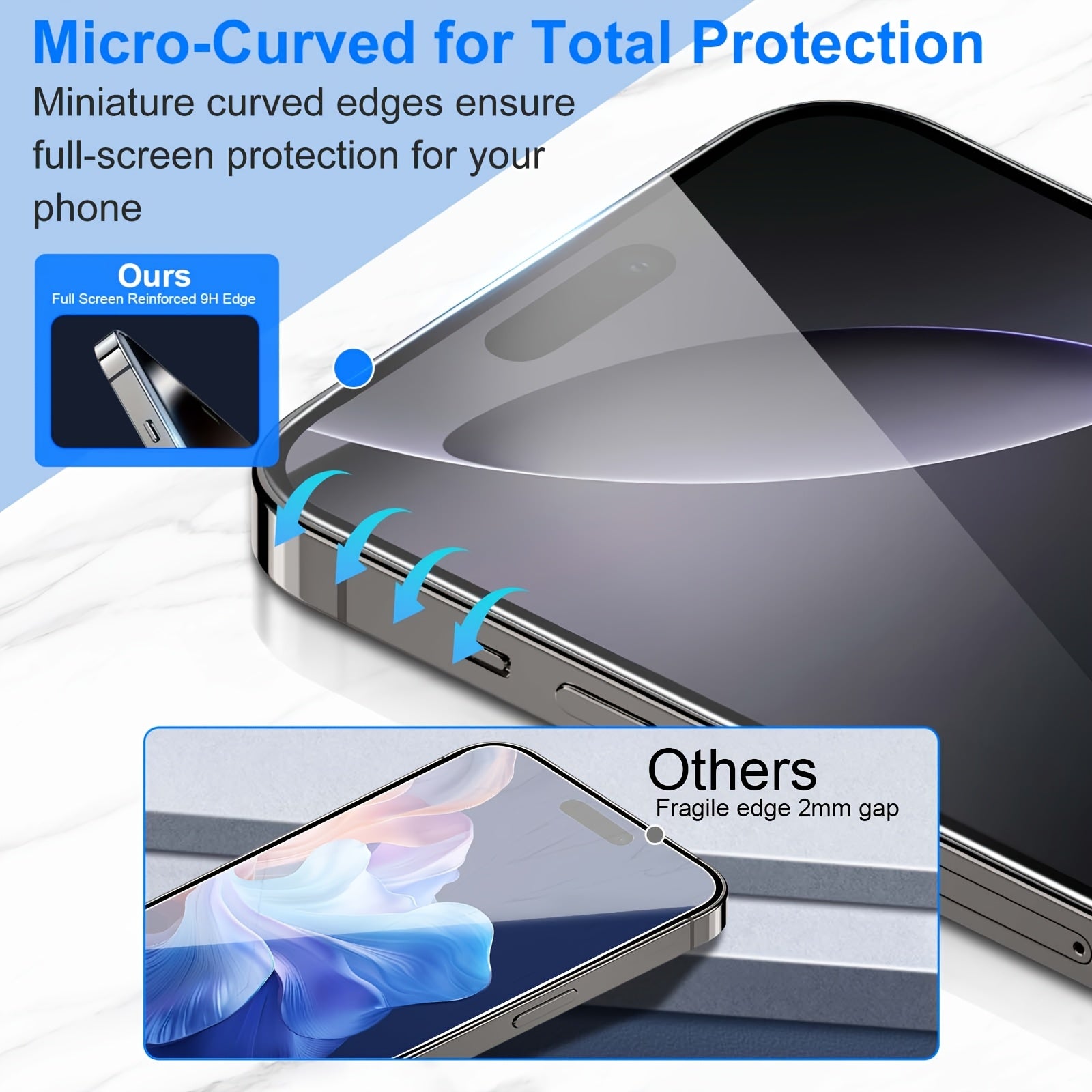 8pcs Anti Spy for iPhone X/XS/XR/12/13/14/15/16 Pro Max Anti Spy Screen Protector 9H Hardness Fingerprint Resistant Scratch Resistant Privacy Screen Tempered Glass Protector Screen Friendly