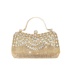 Rhinestone Tassel Portable Chain Box Dinner Bag Women