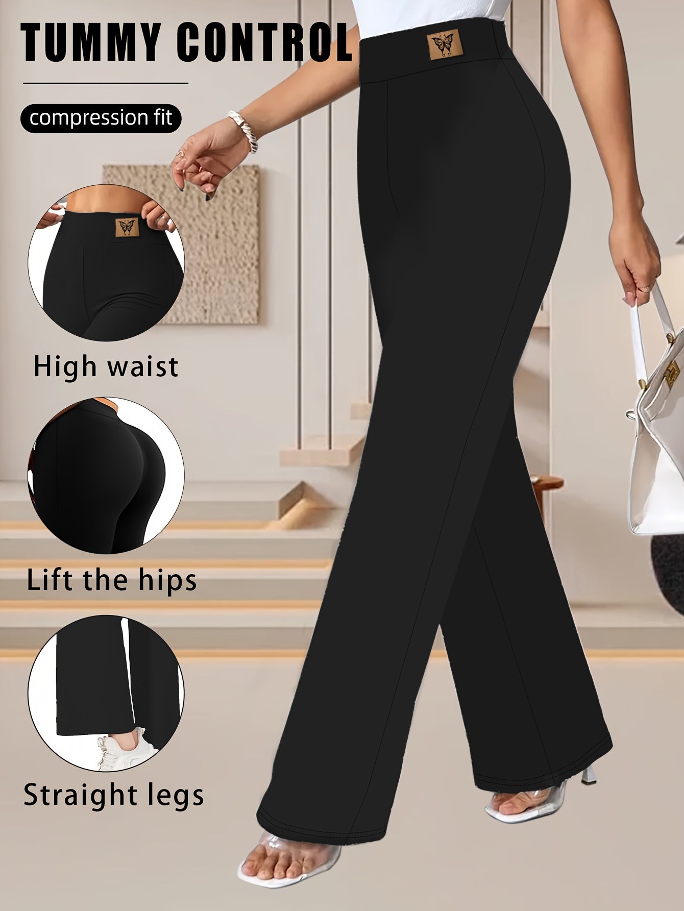 [Stylish High-Waist Pants] Lightweight High-Waist Women's Pants | Four-Season Solid Color Wide-Belt Straight-Leg Trousers, Stylish Casual Loose-Fit Outerwear Long Pants