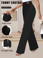 [Stylish High-Waist Pants] Lightweight High-Waist Women's Pants | Four-Season Solid Color Wide-Belt Straight-Leg Trousers, Stylish Casual Loose-Fit Outerwear Long Pants