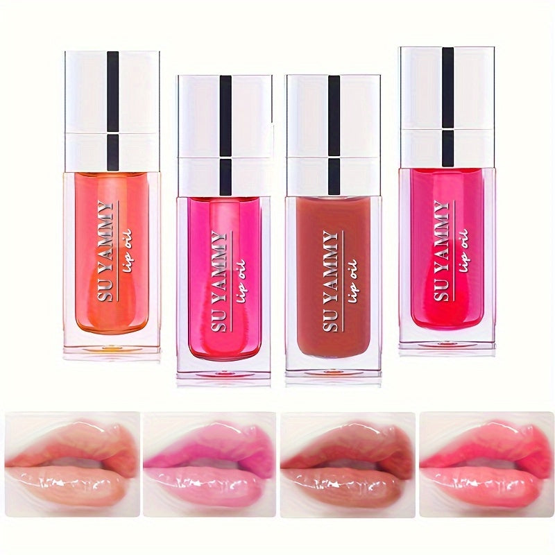 5 Shades Hydrating Lip Glow Oil Lip Gloss, Moisturizing Transparent Liquid Lip Balm, Natural Lip Enhancer, Make Lips Fuller And Moisturized Valentine's Day Gifts For Music Festival
