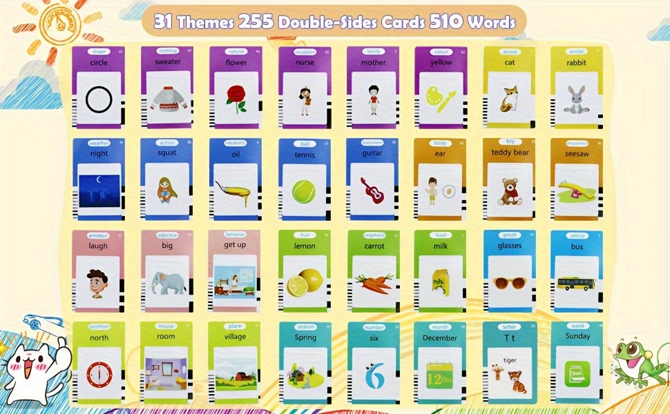 510 Words Alphabet Talking Flash Cards - Interactive Educational Learning Toys for Boys and Girls, Birthday Gifts for Kids, Preschool Speech Development, Halloween and Christmas Gift Ideas