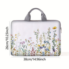 1pc Flower Printed Notebook Computer Bag, Simple Briefcase, Notebook Computer Protective Bag, Laptop Tablet Commuter Briefcase, File Storage Bag, Portable Computer Bag