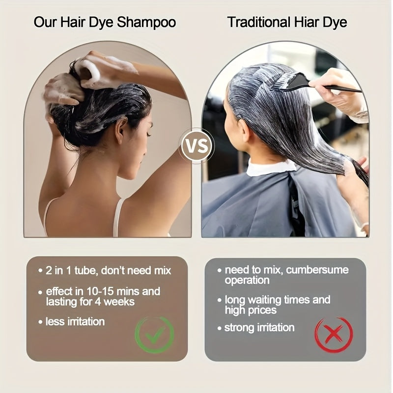 ITSRT Hair Dye Shampoo, 3 In 1 Hair Dye Shampoo +100% White Hair Coverage - White Hair Shampoo With Herbal Ingredients, Suitable For Women And Men, Lasting Coverage, Valentine'S Day, Gift For Mom, Gift For Girlfriend, Surpris