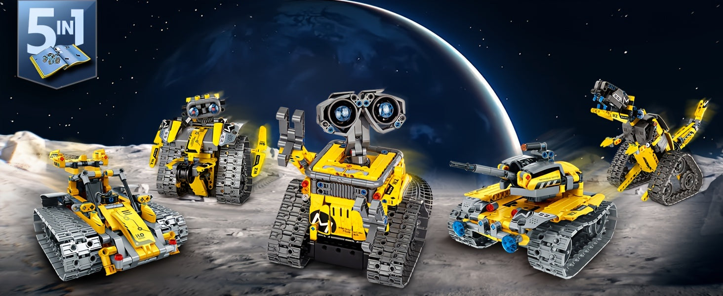 435-Piece Sillbird STEM Masterpiece - Building Toys Building Sets - Remote & APP Controlled 5-in-1 Wall Robot, Explorer Robot, Mech Dinosaur Toys Coding Set with Creative Learning, Halloween and Christmas Gift Ideas