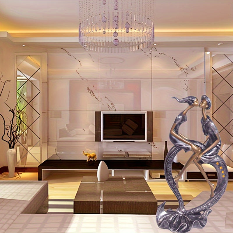 1pc, Elegant Romantic Couple Sculpture, Resin Craft, Creative Living Room TV Cabinet Bedroom Decor, Modern Home Decor