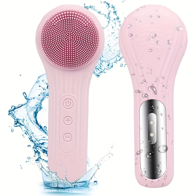 Electric Facial Cleansing Brush with Vibration, Silicone & Plastic, Unscented, USB Rechargeable with 600mAh Lithium Battery, Multi-Purpose Body Massager & Cleaner, with Ideal Home Beauty Gift