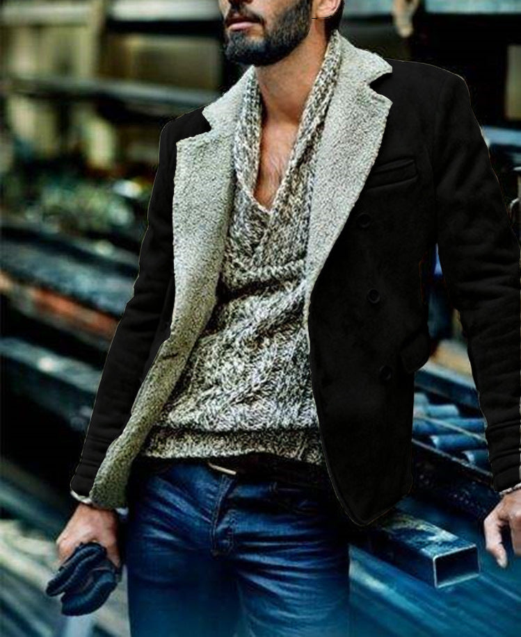 Men'S Luxury Fur-Trimmed Jacket - All-Season Warm Coat with Lining, Classic Collar & Button Closure, Mature Style Winter Outerwear for Formal & Casual Occasions, Durable & Easy-Care (Regular Fit) - European-Inspired Men'S Out