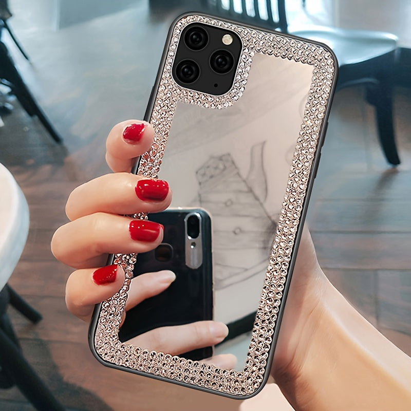 Fashionable And Luxurious Minimalist Makeup Mirror Phone Case Suitable for Iphone 17 Pro Max / 16 Plus.