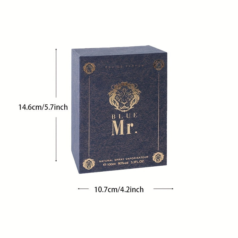 3.38oz Mr. Blue Men'S Perfume Long-Lasting Fragrance Lion Domineering Perfume Sports And Leisure Party Perfume Business Travel Perfume Couple Lover Partner Date Dinner Perfume Satisfying Gift Perfume