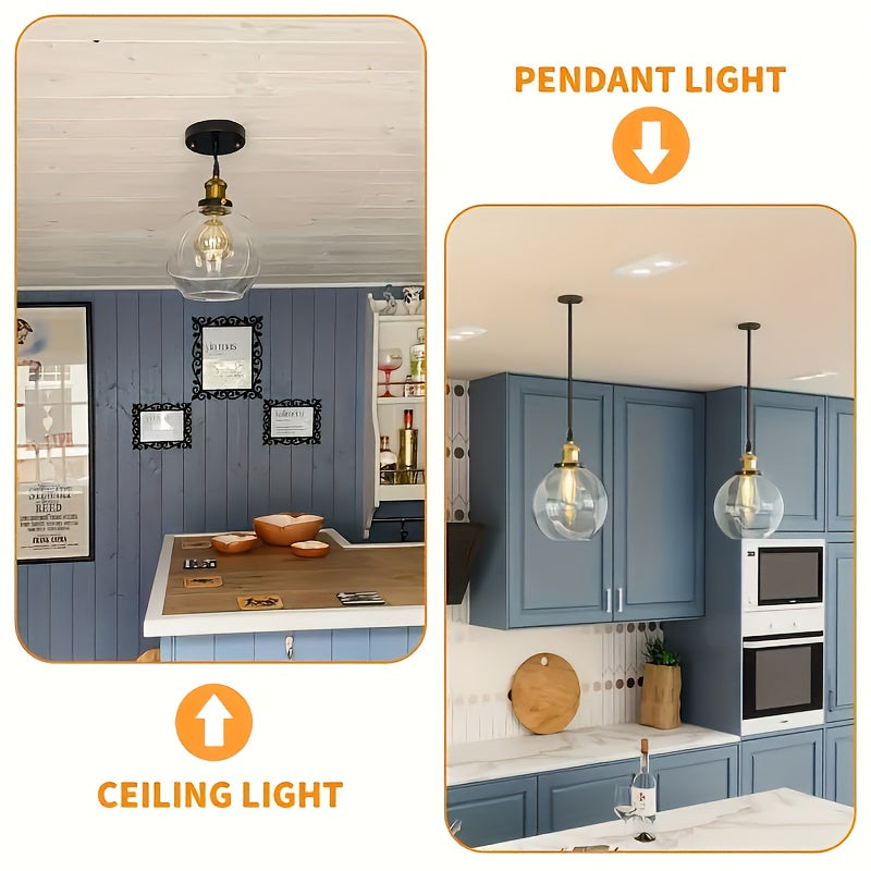 Modern Globe Pendant Light Fixture - Commercial Use, Transparent Kitchen Island and Dining Room, Hotel, Office Ceiling Light, Ceiling Light Fixture, Easy to Install Hardware (Bulbs Not Included) - Home Gift, Exquisite Gift