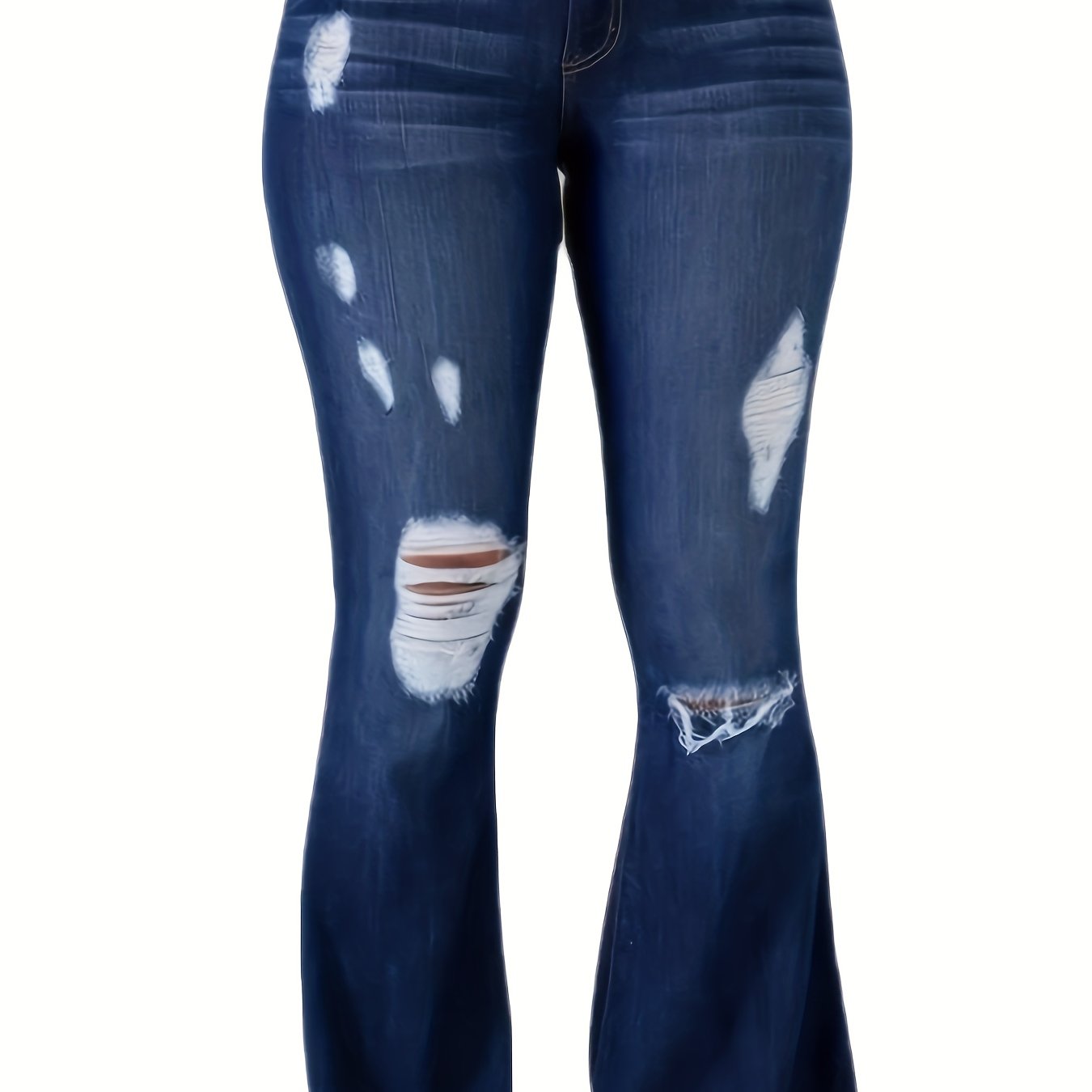 New Women's Elastic Waist Flare Hole Rough Side Large Size Jeans High Waisted Hip Lifting Comfortable Women's Pants