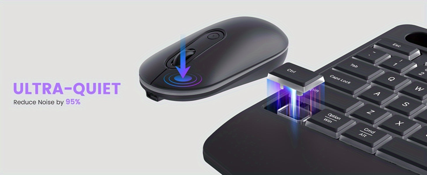Wireless Keyboard and Mouse RGB Backlit- 2.4G Rechargeable Keyboard Full-Size with Phone/Tablet Holder, Silent Ergonomic Wireless Keyboard Mouse Combo for Computer, PC, Laptop