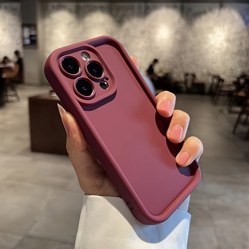 Luxurious Solid Color Shockproof Phone Case Compatible with Apple Iphone 15, 14, 13, 12, 11 Pro Max, 14, 15 Plus, Featuring Camera Protection And Accessory Coverage.