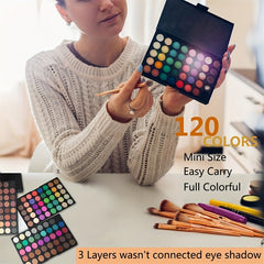 120 Colors Mini Eyeshadow Palette Shimmer Glitter Matte Finish Eyeshadow Palette Makeup 3-in-1 Colorful Rainbow Eyeshadow High Pigment Long Lasting Eye Makeup For Music Festival