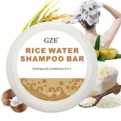 2-in-1 Rice Water Shampoo Bar 60g - Strengthens Hair from Root to Tip - Healthy Hair Shampoo & Conditioner