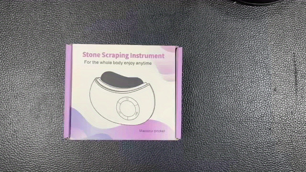Rechargeable Stone Scraping Face & Body Massager - Firming, Lifting Skin Tool with Bi-Stone, Vibration, Heating & Red Light Relax, USB Charging, White & Pink Design
