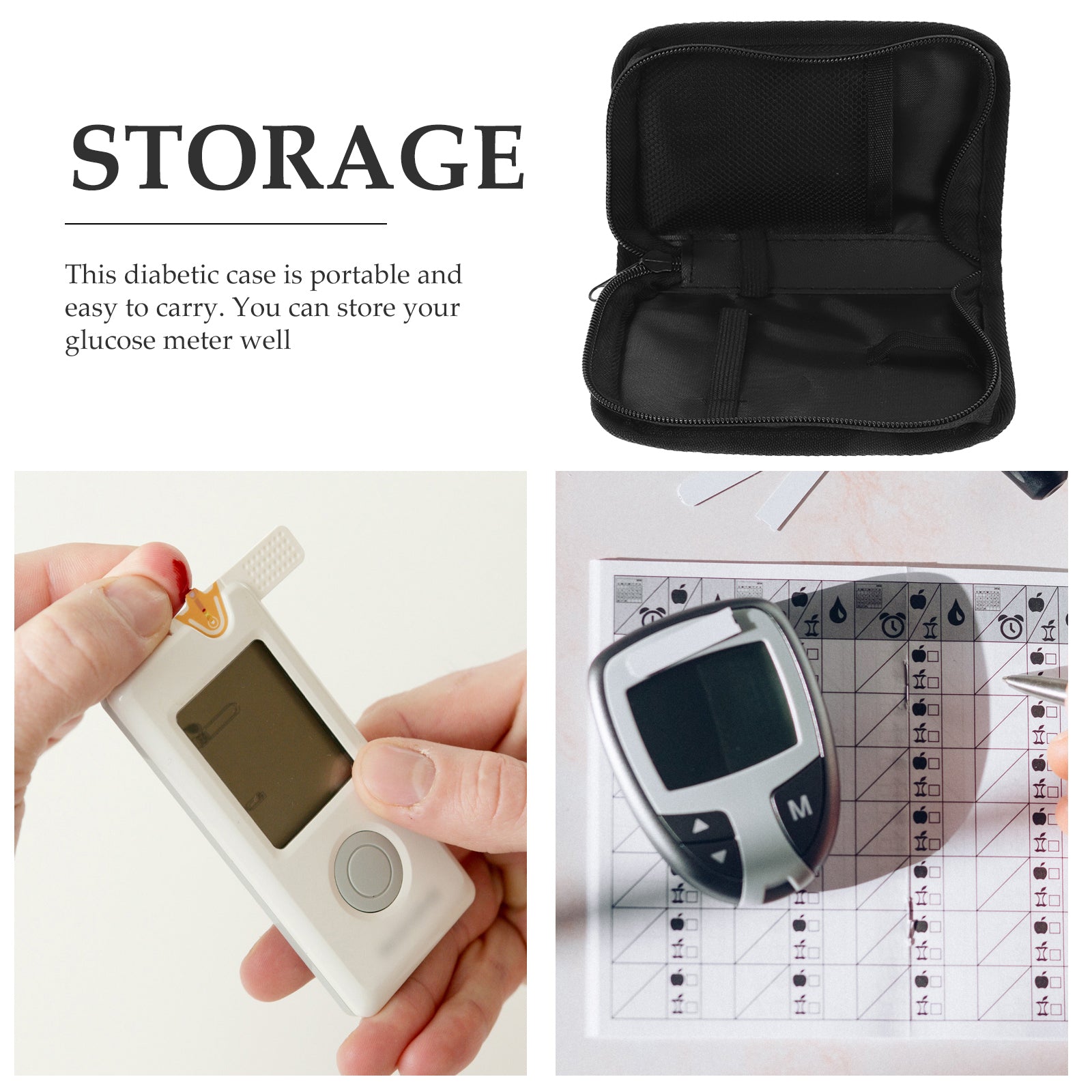 Sac de rangement pour compteur de glycémie, étui organisateur, support pour diabète, fournitures, couvercle de doublure 210d, Kit de test