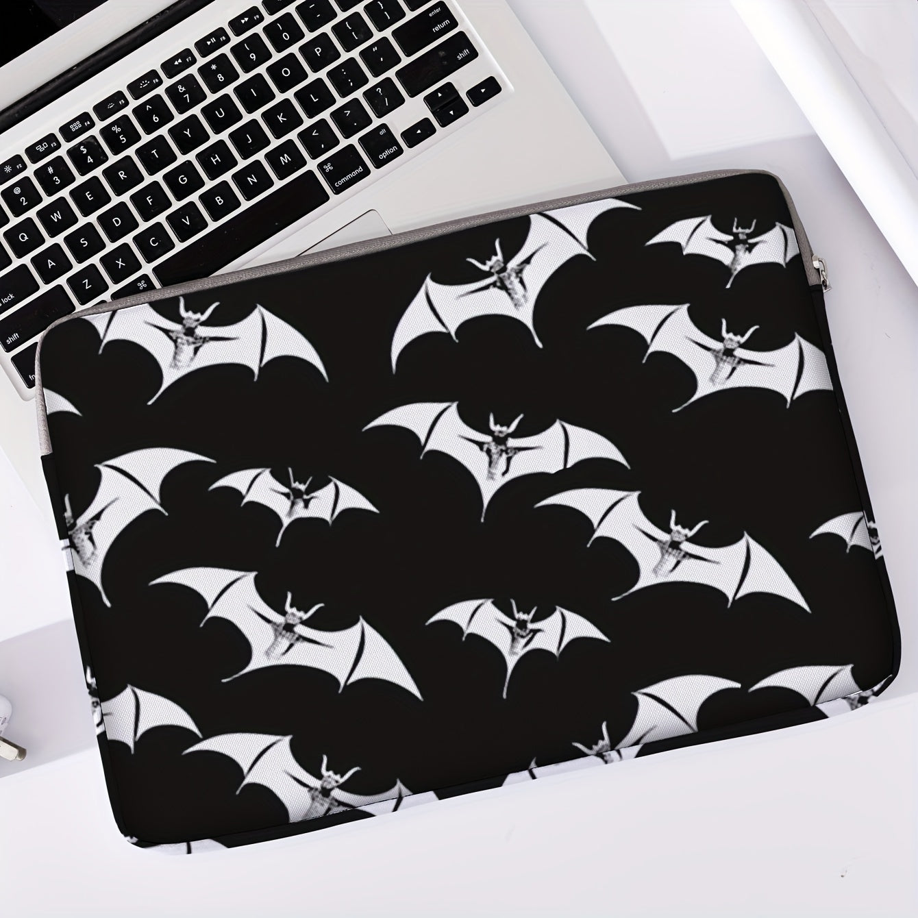 1pc Bat Printed Notebook Computer Bag, Simple Briefcase, Notebook Computer Protective Bag, Laptop Tablet Commuter Briefcase, File Storage Bag