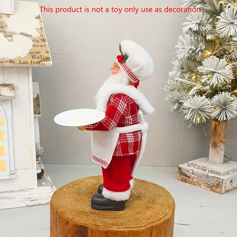 Chef Santa Claus Christmas Decoration - Festive Holiday Ornament, No Power Needed, Feather-Free, Perfect For Home & Party Decor