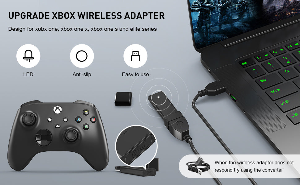 Adaptateur récepteur USB sans fil d'origine pour Xbox One 2e génération pour Xbox One 2e Xbox One 1er pour système Windows 10, PC portable