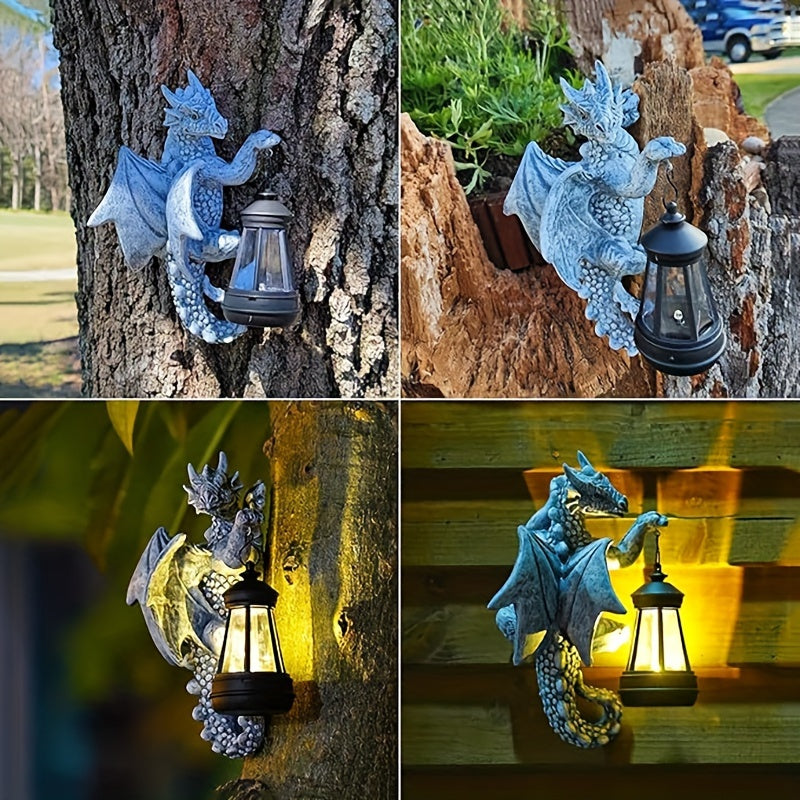 1pc Solar-Powered Resin Dragon Wall Light, Creative Garden Decorative Lamp with Plastic Shade, Semi-Flush Mount, Switch Control, Removable Photovoltaic Panel, Nickel Battery, No Accessories Included