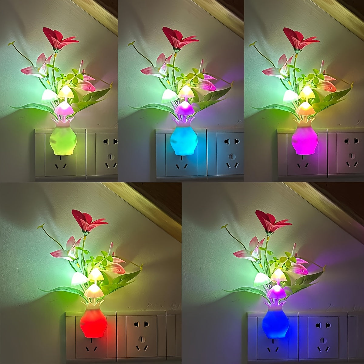 Plug-in Night Light with Auto Light Sensor, LED Mushroom Night Light Wall Based Flower Lamp Night Light for Bedroom, Lounge, Hallway and Stairs, Hallway Illumination, Bedroom Lighting, Aesthetic Lighting, Decorative Lamp, Ene