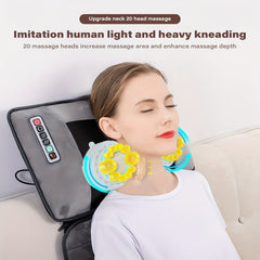 MASSTECK Full Body Massager Mat with Heat &amp; Movable Shiatsu Neck Back Massager Pillow, Lumbar Traction &amp; Relax,9 Vibration Motors &amp; Back Heating Pad,Full Body Massager for Neck Back Waist Hip Leg, Massage Gift For Mom/Dad/Wom