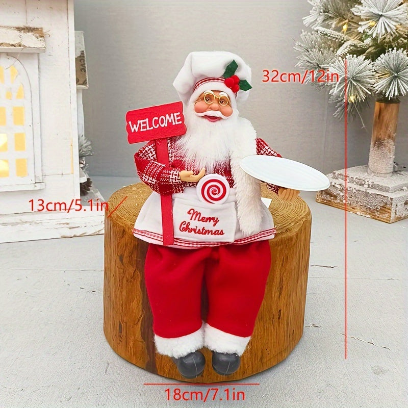 Chef Santa Claus Christmas Decoration - Festive Holiday Ornament, No Power Needed, Feather-Free, Perfect For Home & Party Decor