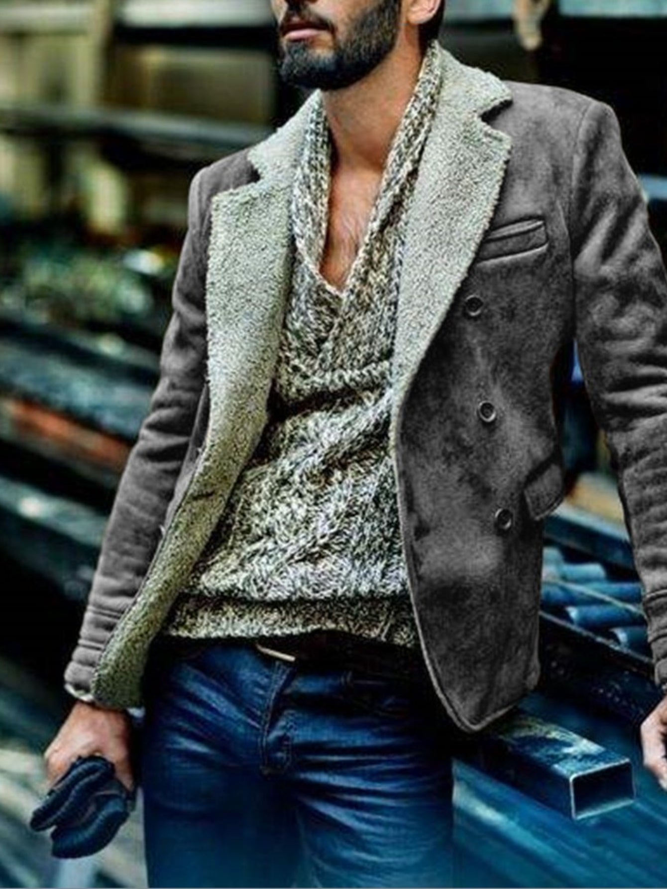 Men'S Luxury Fur-Trimmed Jacket - All-Season Warm Coat with Lining, Classic Collar & Button Closure, Mature Style Winter Outerwear for Formal & Casual Occasions, Durable & Easy-Care (Regular Fit) - European-Inspired Men'S Out