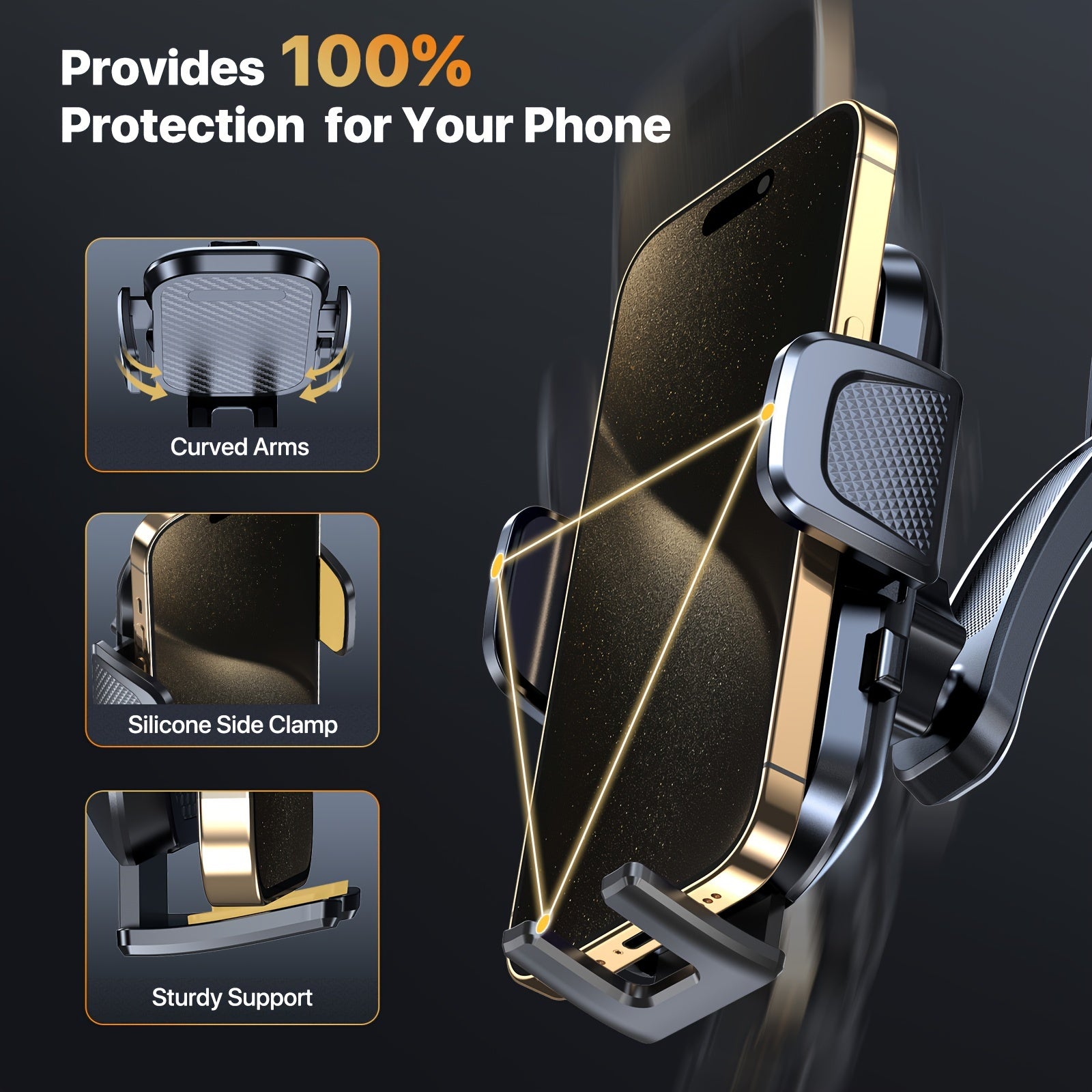 Universal Car Phone Holder For Car Dashboard, Strong Suction Cup, Horizontal And Vertical Viewing Options, Hands-Free Safe Driving, Universal Compatibility With All Phones, Christmas, Festival, New Year's Gift