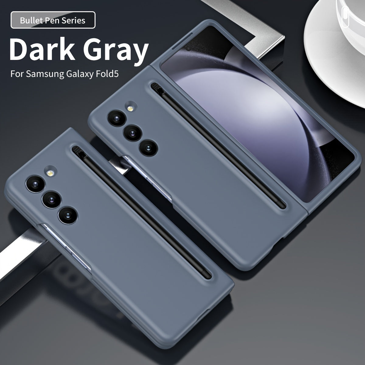 Suitable For Samsung Z Fold5 phone case with Spen Stylus Drop Proof for Samsung Galaxy Zfold 5 Slim folding case with built-in pen slot with stylus