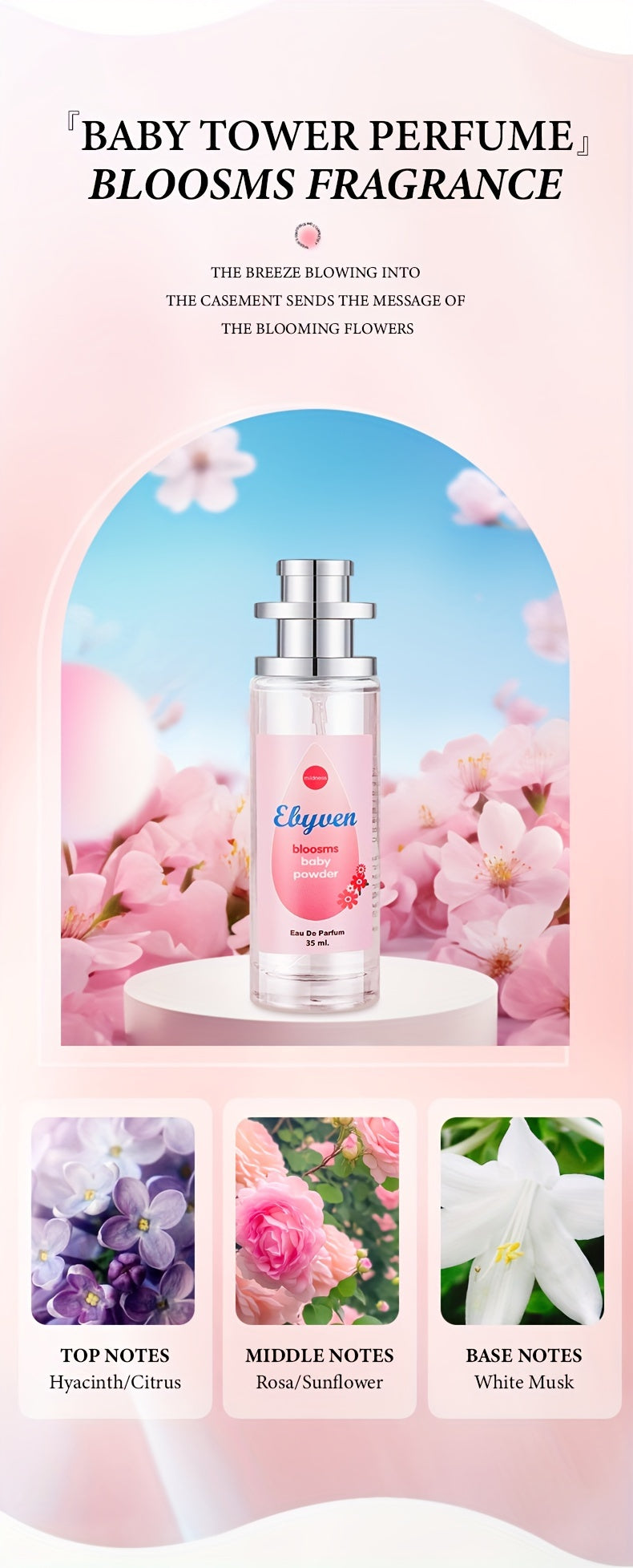 Elyuen Women's Perfume - Floral, Vanilla, Lavender, Cherry Blossom - Elegant Pink/Blue/Purple/White Bottles - Alcohol-Based Long-Lasting Fragrance (10-20% concentration) - BPA-Free - Everyday &amp; Special Occasion Women's Perfum