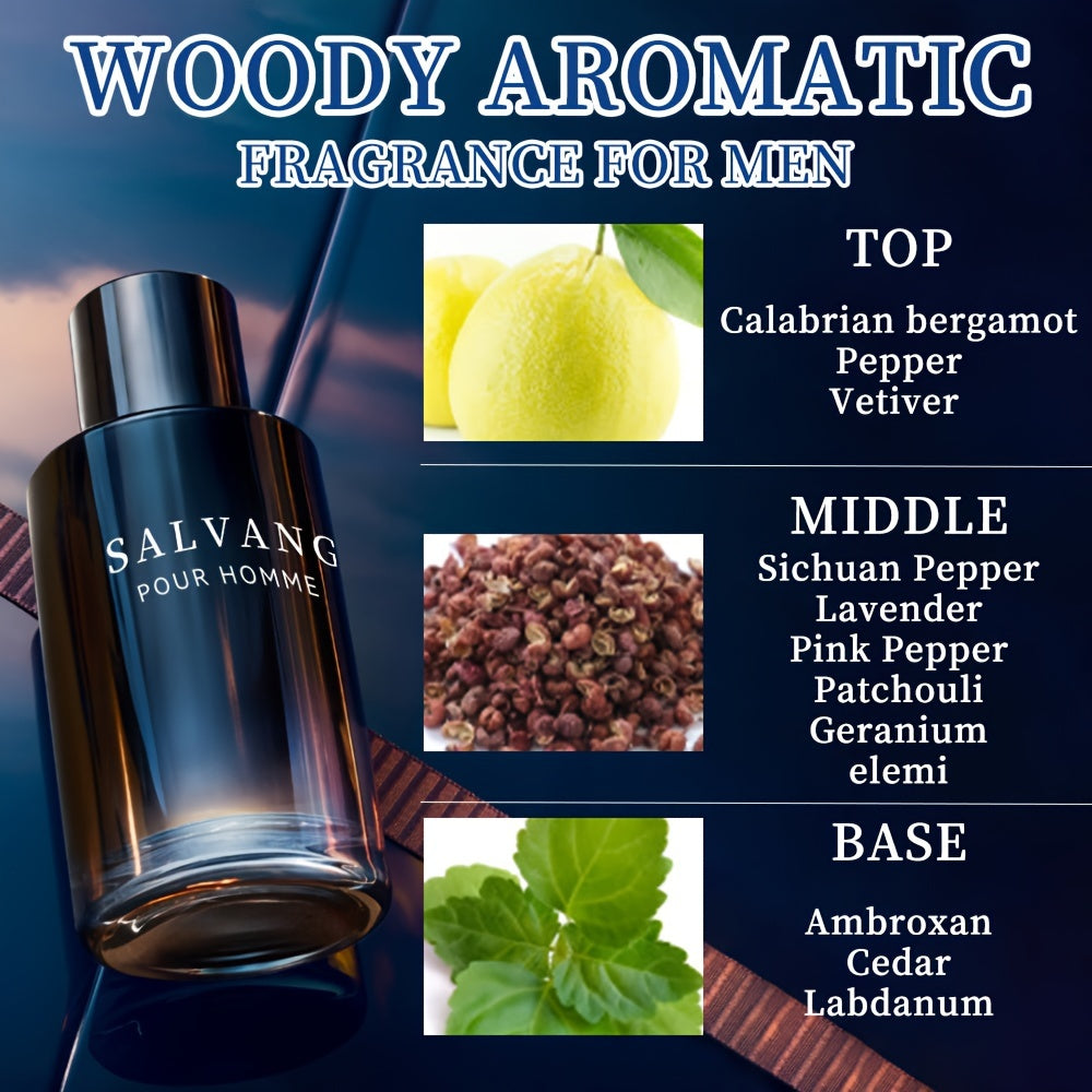 3.4fl Oz Long-Lasting Eau De Toilette Spray, Men's Perfume with Calabrian Bergamot Pepper Veti Flavor, Perfect for Dating, Daily Life, Parties, Gift Giving