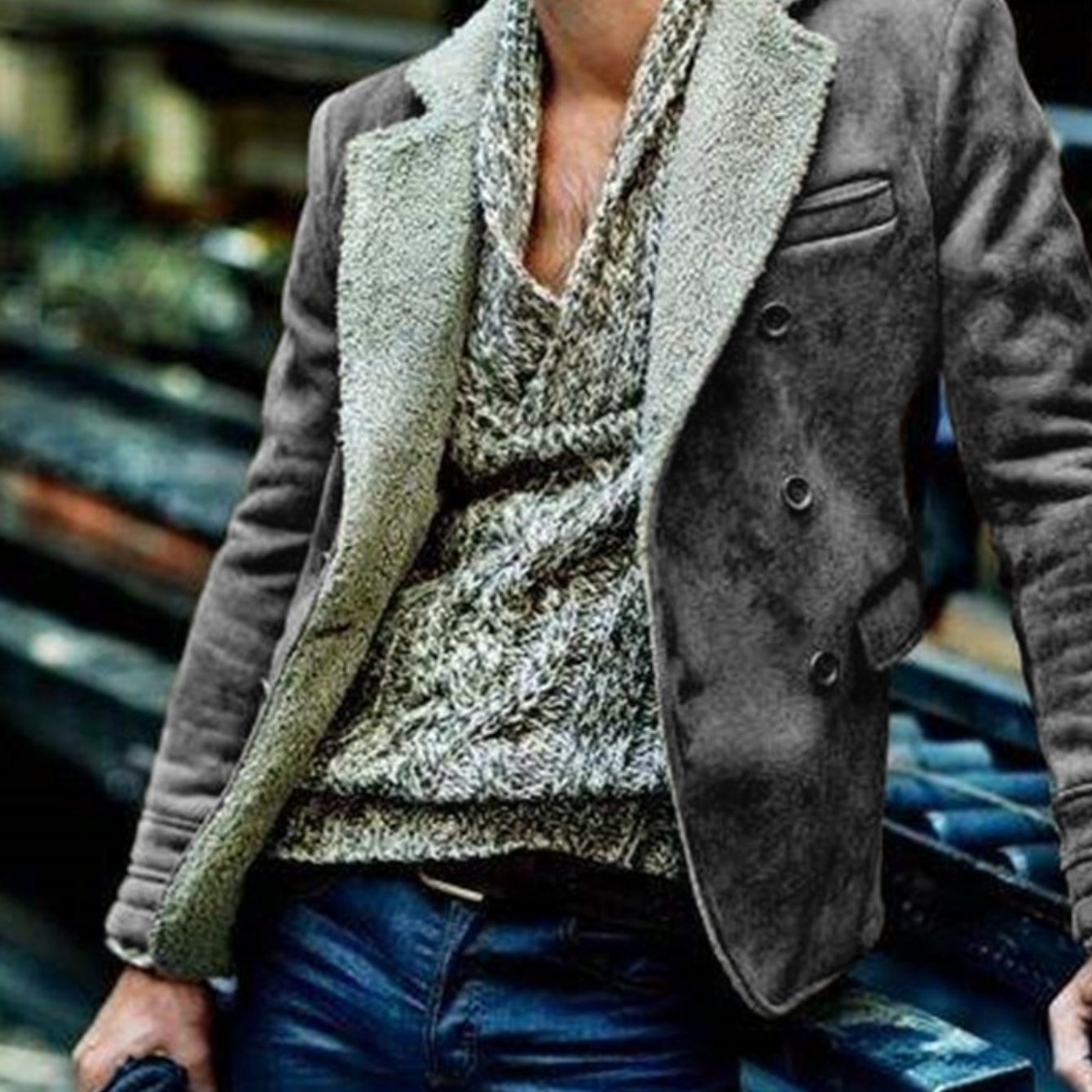 Men'S Luxury Fur-Trimmed Jacket - All-Season Warm Coat with Lining, Classic Collar & Button Closure, Mature Style Winter Outerwear for Formal & Casual Occasions, Durable & Easy-Care (Regular Fit) - European-Inspired Men'S Out