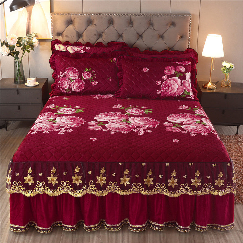 Single Piece Short Plush Bed Cover