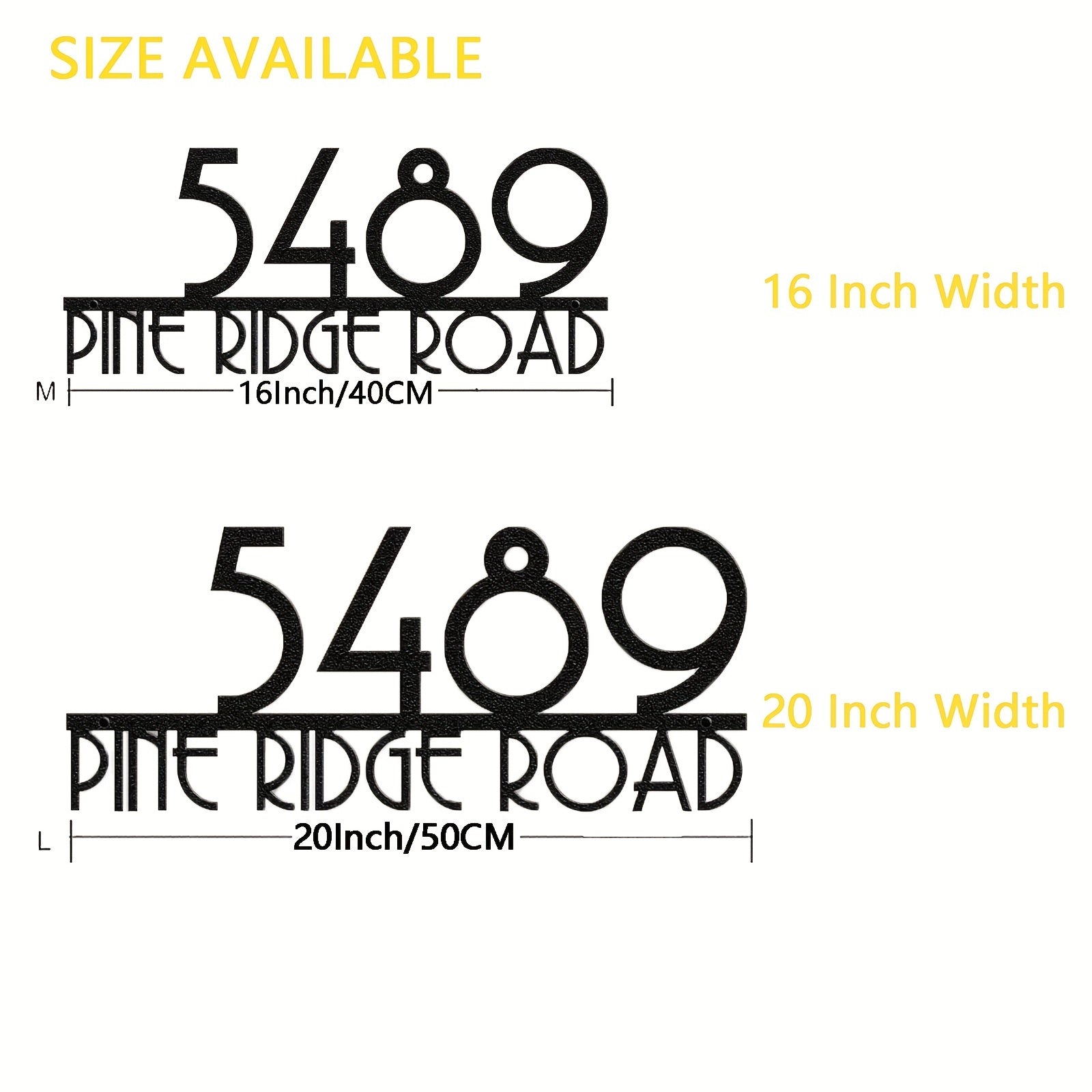 Customized Metal House Number Sign, Pine Ridge Road, Modern Outdoor Address Plaque, Wall Art Decor, Unique Handmade, New Home Gift, Decosis Brand, No Battery Needed, Wall-Mounted