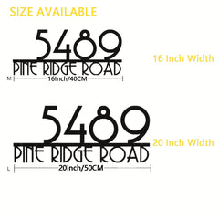 Customized Metal House Number Sign, Pine Ridge Road, Modern Outdoor Address Plaque, Wall Art Decor, Unique Handmade, New Home Gift, Decosis Brand, No Battery Needed, Wall-Mounted