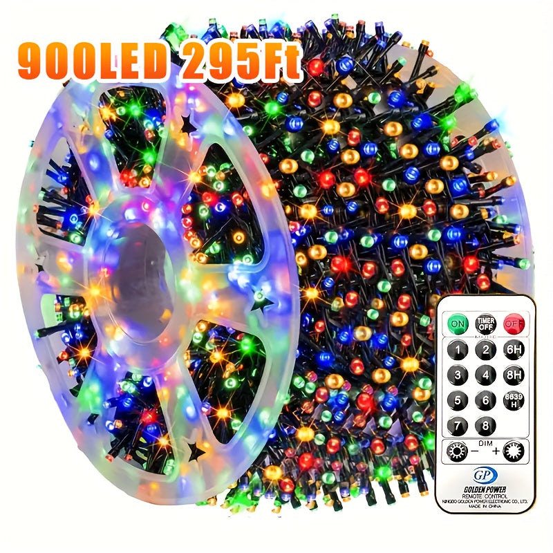 900LED 295FT Outdoor Christmas String Lights, Plug in Fairy Light with Remote Control 8 Modes &amp; Timer, Decoration for Home Garden Yard Xmas Wedding