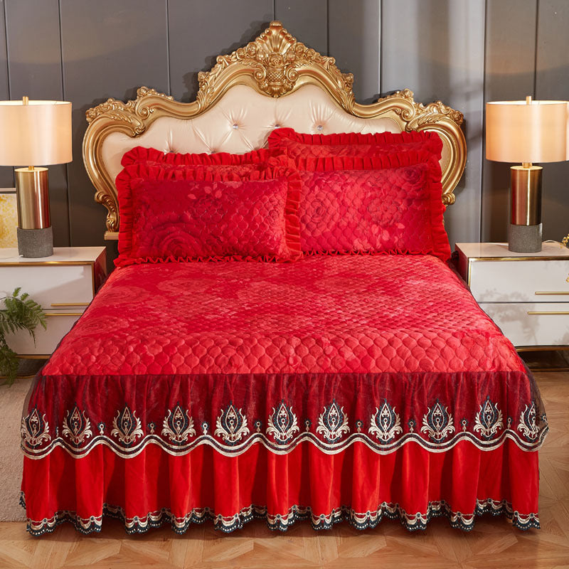 Single Piece Short Plush Bed Cover