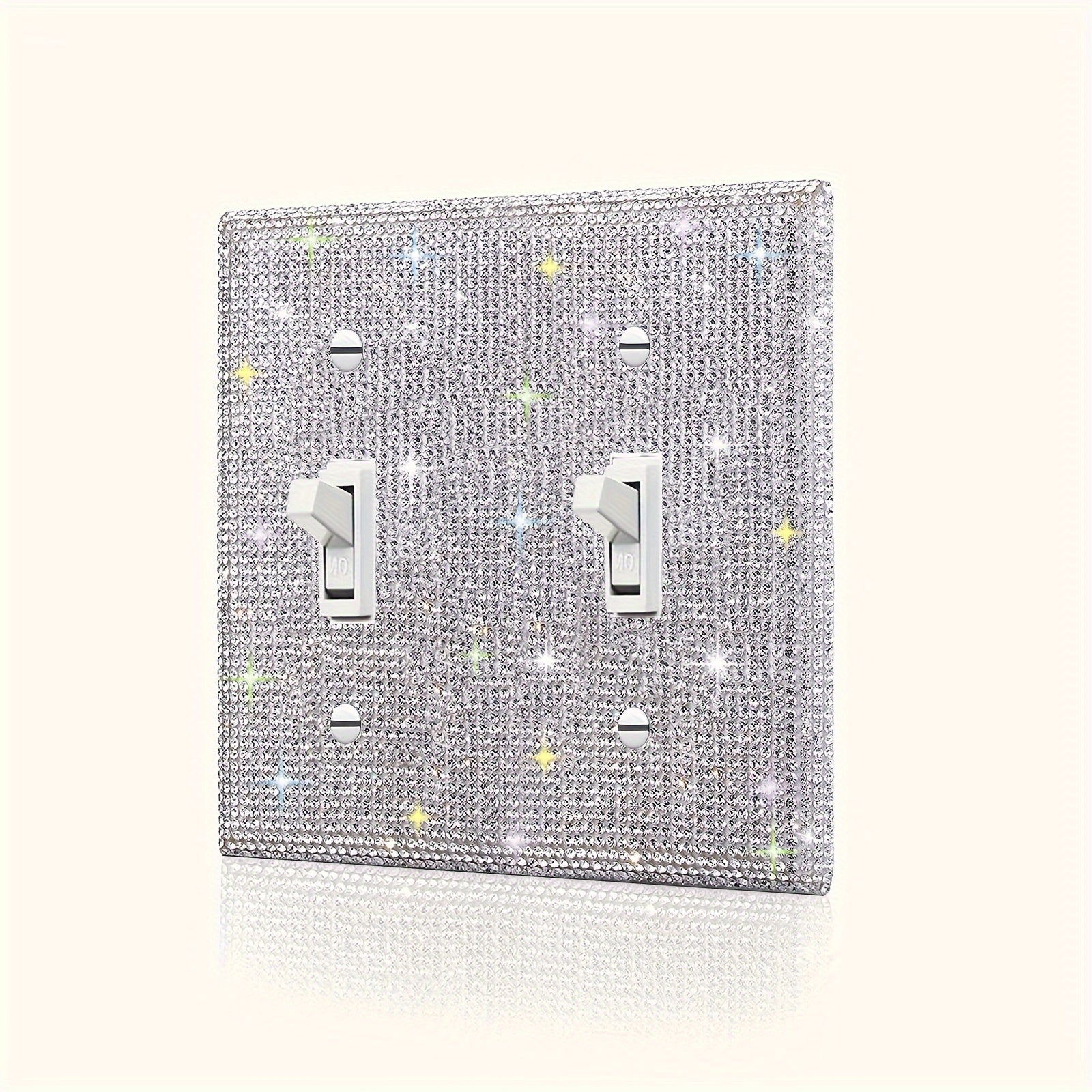 1pc Flashing Silvery Rhinestone Light Switch Cover Shiny Crystal Sparkling Wall Plate Decorative Lamp Switch or Outlet Socket Wall Plate Cover Toggle Switch Plate Cover