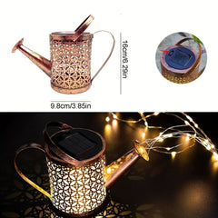 1/2 PCS LED Watering Can Solar Light Strings, Solar Lights Outdoor Christmas, Halloween Decorative Lamp, Solar Lantern Outdoor Hanging Hollowed-Out Design, Decorative Retro Metal Solar Light With Hook For Garden Table Patio Y