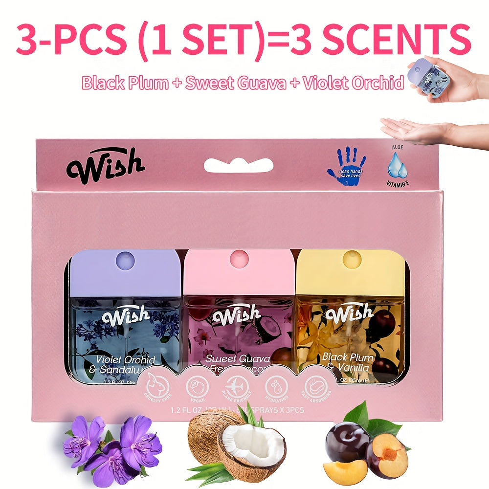 Wish 3/6pcs Set Portable Hand Perfume Spray, Power Mist Hydrating Spray, That Leaves Hands Cleaning, Hydrated, And Delicately Scented. Moisturizing Mini Hand Fragrance Spray, Travel Size For Ideal For Outdoor Activities, Holi