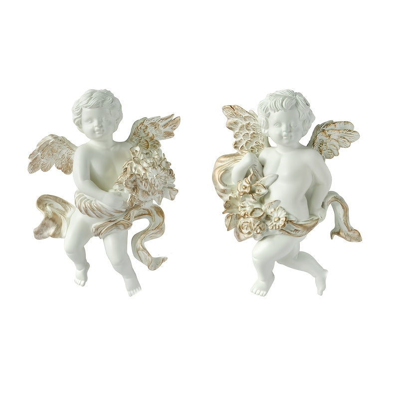 3D Resin Cherub Statue - European Style Home Decor, Wall Hanging for Living Room, Christmas Holiday Ornament - No Power Required - 3D Wall Art Decor - Perfect Gift for Home Decor Enthusiasts & Christmas Lovers