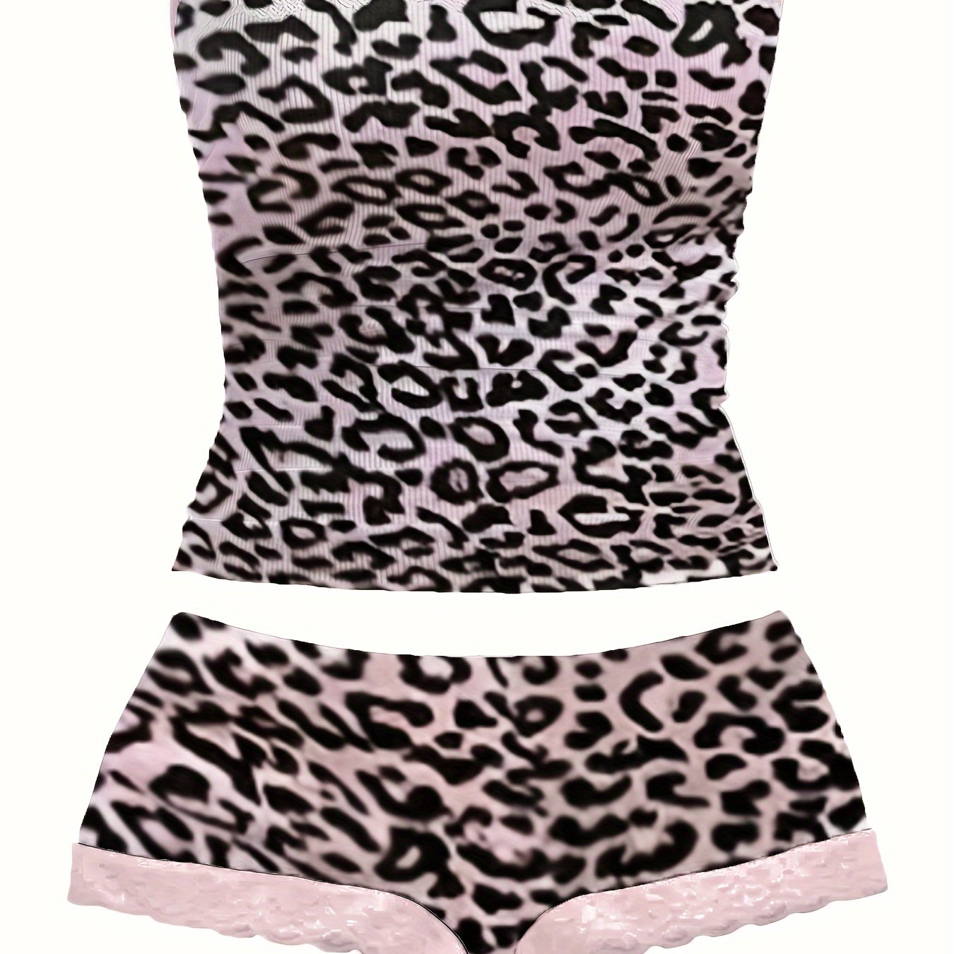 Women's Strapless Top, Women's Lace-Trimmed Strapless Top, Women's Casual Pants Set, Cute Women's Pants Set, Fashionable Women's Outfit, Leopard Print Women's Ensemble.