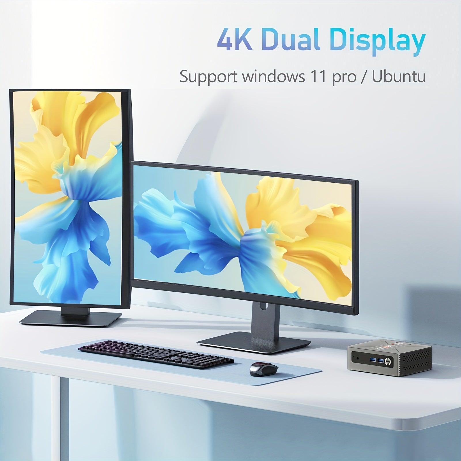 KG1 Mini PC N4000 (up To 2.6GHz), Mini Computer 8GB LPDDR4 RAM/128GB EMMC, Mini Desktop Computer Support 4K Dual Display