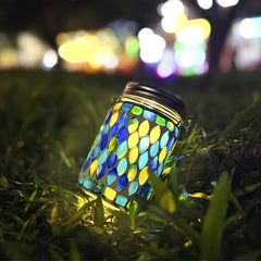 1pc Solar-Powered Mosaic Outdoor Hanging Lantern - Rechargeable, Waterproof, Ambient Lighting, Table Lamp, Night Light, Decorative Lamp for Garden, Patio, Party, Yard, Outdoor and Indoor Decorations