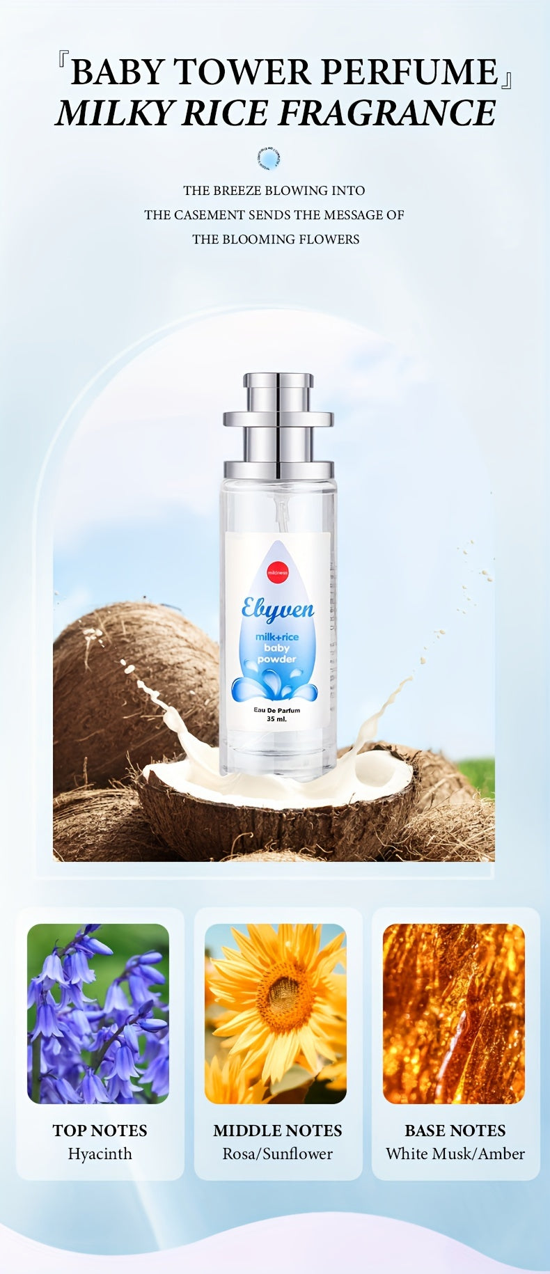 Elyuen Women's Perfume - Floral, Vanilla, Lavender, Cherry Blossom - Elegant Pink/Blue/Purple/White Bottles - Alcohol-Based Long-Lasting Fragrance (10-20% concentration) - BPA-Free - Everyday &amp; Special Occasion Women's Perfum