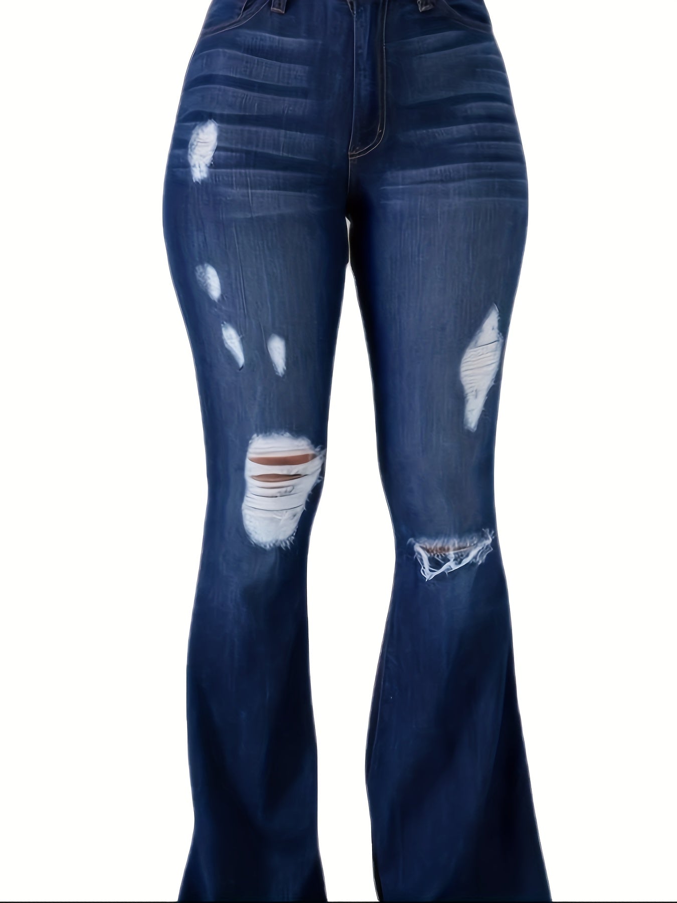 New Women's Elastic Waist Flare Hole Rough Side Large Size Jeans High Waisted Hip Lifting Comfortable Women's Pants