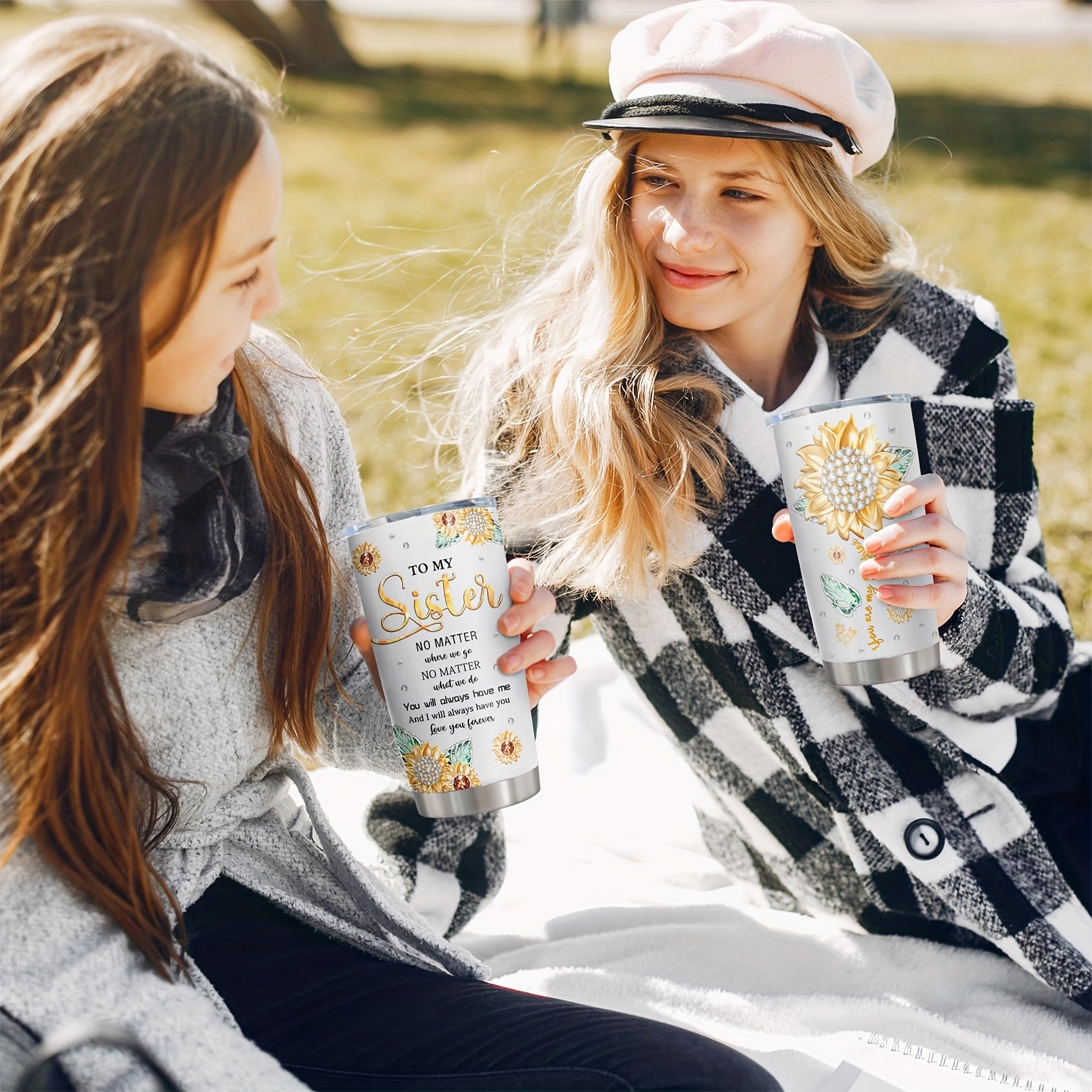 20oz Sisters Tumblers - Funny Coffee Mugs for Sisters - Unique Birthday &amp; Christmas Gift Ideas for Little or Big Sister - Durable, BPA-Free, Dishwasher Safe Cups &amp; Mugs